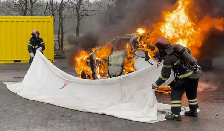 EV car on fire
